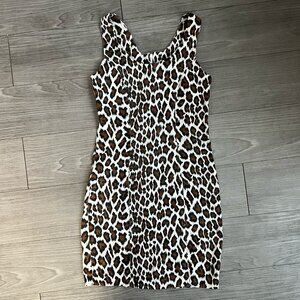 80s Leopard Print Mini Dress Sleeveless Vintage Hearts Brand Dress Size XS
